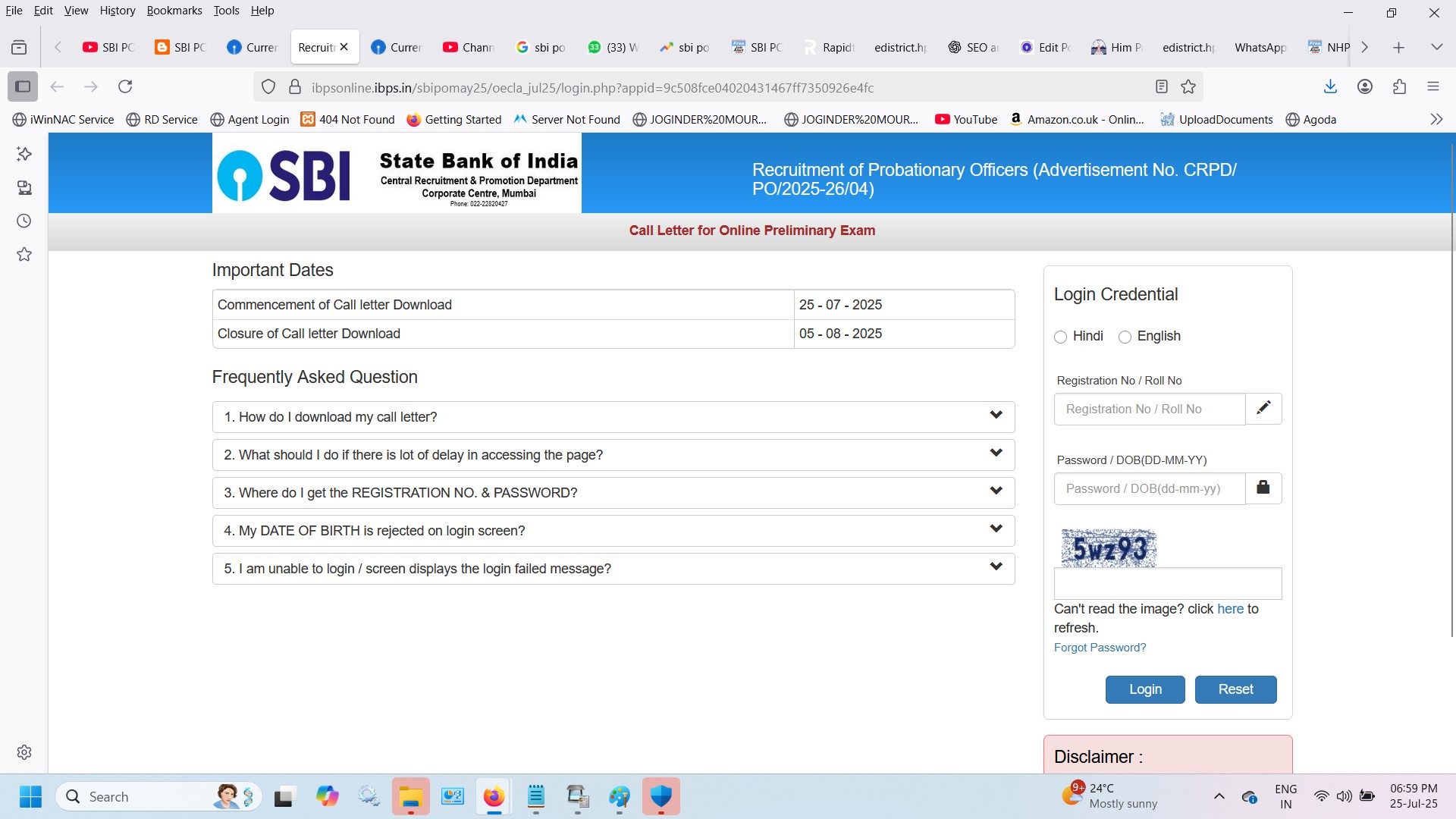 SBI PO Admit Card 2025 Download