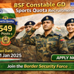 BSF Constable GD Sports Quota Recruitment 2025-26 for 549 posts apply online notification