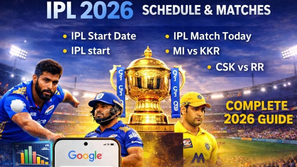 IPL 2026 Schedule, Start Date, Match Today, MI vs KKR, CSK vs RR – Complete Guide